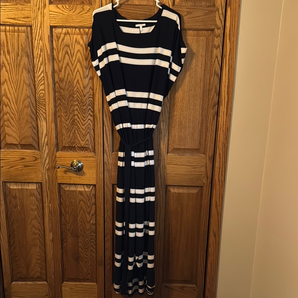 Navy and White Striped Maxi Dress